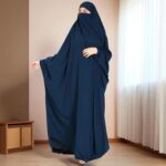 Musheco One Piece Jilbab Abaya for Women & Girls | Very Loose Fit Overhead Khimar with Adjustable Nosepiece | Free Size Black Islamic Prayer Dress | Modest Muslim Clothing-NavyBlue - Image 3