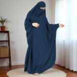 Musheco One Piece Jilbab Abaya for Women & Girls | Very Loose Fit Overhead Khimar with Adjustable Nosepiece | Free Size Black Islamic Prayer Dress | Modest Muslim Clothing-NavyBlue - Image 4