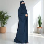 Musheco One Piece Jilbab Abaya for Women & Girls | Very Loose Fit Overhead Khimar with Adjustable Nosepiece | Free Size Black Islamic Prayer Dress | Modest Muslim Clothing-NavyBlue - Image 5