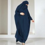 Musheco One Piece Jilbab Abaya for Women & Girls | Very Loose Fit Overhead Khimar with Adjustable Nosepiece | Free Size Black Islamic Prayer Dress | Modest Muslim Clothing-NavyBlue - Image 6