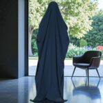 Musheco One Piece Jilbab Abaya for Women & Girls | Very Loose Fit Overhead Khimar with Adjustable Nosepiece | Free Size Black Islamic Prayer Dress | Modest Muslim Clothing-NavyBlue - Image 7