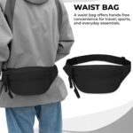 Kraptick Waist Bag | Fanny Pack & Crossbody Bag for Travel, Running, Hiking & Gym | Waterproof & Lightweight Belt Bag | Adjustable Money Belt & Waist Pouch for Men & Women |(Black) - Image 7