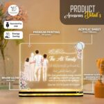 Custom Muslim Family Acrylic LED Lamp | Islamic Quran Ayat Night Light with Family Illustration Design | USB Powered Home Decor Gift for Parents | Couples and Family Celebration (8x6 Inch) - Image 6