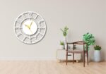 Metal Wall Clock for Living Room, Bedroom, Hall, Kitchen, Office | Numeral Designer Modern Wall Watch for Home Decor | Decorative Big Size Hanging Clocks - Circular Frame (White-40 Cm 16 inch) - Image 3