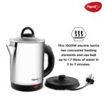Pigeon Quartz Electric Kettle 1.7 Litre, 1500 watts, Stainless Steel Body, Used for Boiling Water, Making Tea and Coffee, Instant Noodles, soup etc. - Silver - Image 4