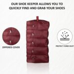 Kuber Industries Pack of 3 Upto 5 Pair Foldable Shoe Organiser Cover for Travel | Hanging Sandal/Shoes Packing Pouch & Storage Bag with Zip | Maroon - Image 3