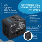 Ceptics Universal Travel Adapter with 2 USB Ports - 3 in 1 International Plug for Cell Phones, Tablets, Camera - for US, Europe, UK & More - Image 6