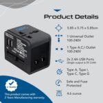 Ceptics Universal Travel Adapter with 2 USB Ports - 3 in 1 International Plug for Cell Phones, Tablets, Camera - for US, Europe, UK & More - Image 7