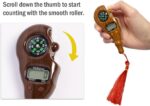 Digital Tally Counter with Compass and Scroll Roller, Handheld Finger Counter with Display and Reset Button, Wooden Finish Design with Tassel - Image 4
