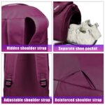 Travel Duffel Bag Backpack for Women Sport Duffle Carry on Bag Waterproof with Shoes Compartment Small Weekender Bag for Gym Yoga Swimming Sport Hiking Dance, Medium, Travel Backpacks (Maroon) - Image 5