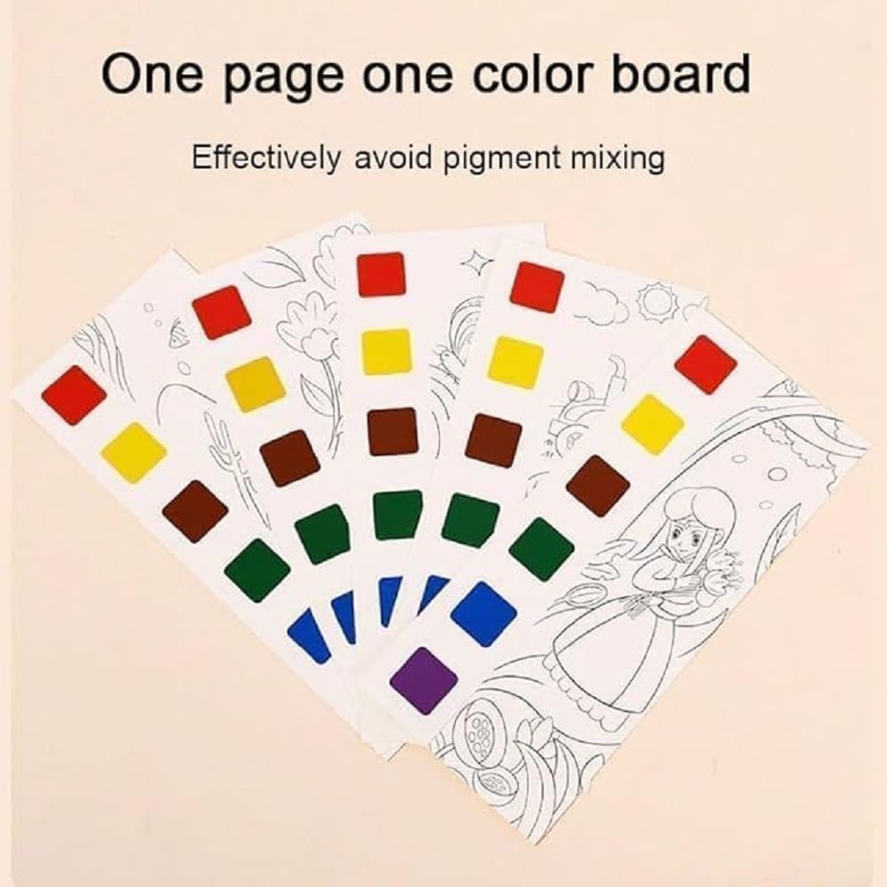 Cute Little Bunny Watercolor Coloring Book for Kids Luxury Magic Watercolor Painting Book for Kids with Built-In Rainbow Paint Palette and Water Brush, Reusable Cartoon Art Activity Drawing Pad for Boys Girls. - Image 3