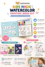 Cute Little Bunny Watercolor Coloring Book for Kids Luxury Magic Watercolor Painting Book for Kids with Built-In Rainbow Paint Palette and Water Brush, Reusable Cartoon Art Activity Drawing Pad for Boys Girls. - Image 5