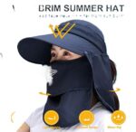 Alexvyan Blue Wide Brim Face Mask Sun Hat Sunvisor Detachable Neck Face Flap Ponytail UV Protection Sun Hat Garden Fishing Hiking Sun Protection Sun Visor for Women & Girls. - Image 3