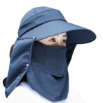 Alexvyan Blue Wide Brim Face Mask Sun Hat Sunvisor Detachable Neck Face Flap Ponytail UV Protection Sun Hat Garden Fishing Hiking Sun Protection Sun Visor for Women & Girls. - Image 5