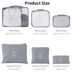 6 Set Compression Packing Cubes & Bags for Travel, Lightweight Travel Essentials, Luggage Organizers for Clothes, Shoes, Electronics, Cosmetics & Toiletries (Grey) - Image 3