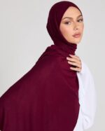 Premium Jersey Hijab Scarf, Soft Cotton Blend, Maroon - Image 3
