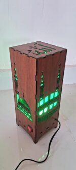 Islamic Wooden LED with Laser-Cut Mosque Design, Multi Color Illuminated Spiritual Decor, Brown Wood Finish - Image 4