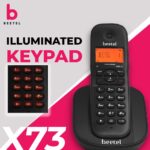 Beetel X73N Cordless 2.4Ghz Cordless Landline Phone with Caller ID Display, 2-Way Speaker Phone with Volume Controls, Auto Answer, Alarm Function, Stylish Design (Black)(X73N) - Image 3