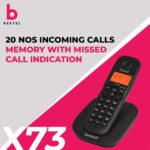 Beetel X73N Cordless 2.4Ghz Cordless Landline Phone with Caller ID Display, 2-Way Speaker Phone with Volume Controls, Auto Answer, Alarm Function, Stylish Design (Black)(X73N) - Image 4