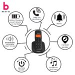 Beetel X73N Cordless 2.4Ghz Cordless Landline Phone with Caller ID Display, 2-Way Speaker Phone with Volume Controls, Auto Answer, Alarm Function, Stylish Design (Black)(X73N) - Image 5