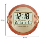 Ajanta Quartz Digital Round Wall - Table Clock (26.5 cm X 26.5 cm, Golden, ODC-110) Plastic - Image 6