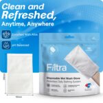 FILTRA® Disposable Wet Wash Mitts for Full Body Cleansing | Pre-Moistened Bed Bath Essentials | No-Rinse Personal Hygiene Bathing Mittens | Soft & Gentle Skin Care | Re-Sealable Zip Lock Pouch, Pack of 10 (10 count (Pack of 1)) - Image 3