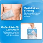 FILTRA® Disposable Wet Wash Mitts for Full Body Cleansing | Pre-Moistened Bed Bath Essentials | No-Rinse Personal Hygiene Bathing Mittens | Soft & Gentle Skin Care | Re-Sealable Zip Lock Pouch, Pack of 10 (10 count (Pack of 1)) - Image 5