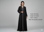 Women's Black Burqa with White Piping Trim, Full Length Islamic Modest Wear Burqa for women and girl suitable up to 65kg body weight has NO DUPATTA - Image 3