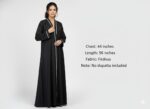 Women's Black Burqa with White Piping Trim, Full Length Islamic Modest Wear Burqa for women and girl suitable up to 65kg body weight has NO DUPATTA - Image 4