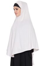 Ready to Wear Two Layer Tie Back Islamic Hijab cum Naqab for Women | Solid Pattern | Soft Stretchable Jersey Fabric | Ideal for Daily, Travel, Prayer & Religious Use. - Image 3