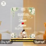 Personalized Islamic LED Lamp for Couple | Custom Acrylic Night Light with Names & Date | Wedding Gift | Quran Verse Decor | Muslim Home Bedroom Lamp USB Powered | 6x8 inches - Image 4