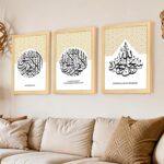PAINTINGMANTRA Islamic Framed Wall Art Painting For Living Room, Alhamdulillah, Subhanallah Arabic Calligraphy Muslim Wall Art Painting With Frame For Home Decor, Set of 3, (17.6x12.9 Inch) - Image 5
