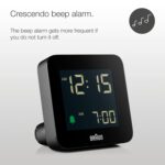 Braun Plastic Digital Alarm Clock with Snooze, Negative LCD Display, Quick Set, Crescendo beep Alarm in Black, Model BC09B - Image 3
