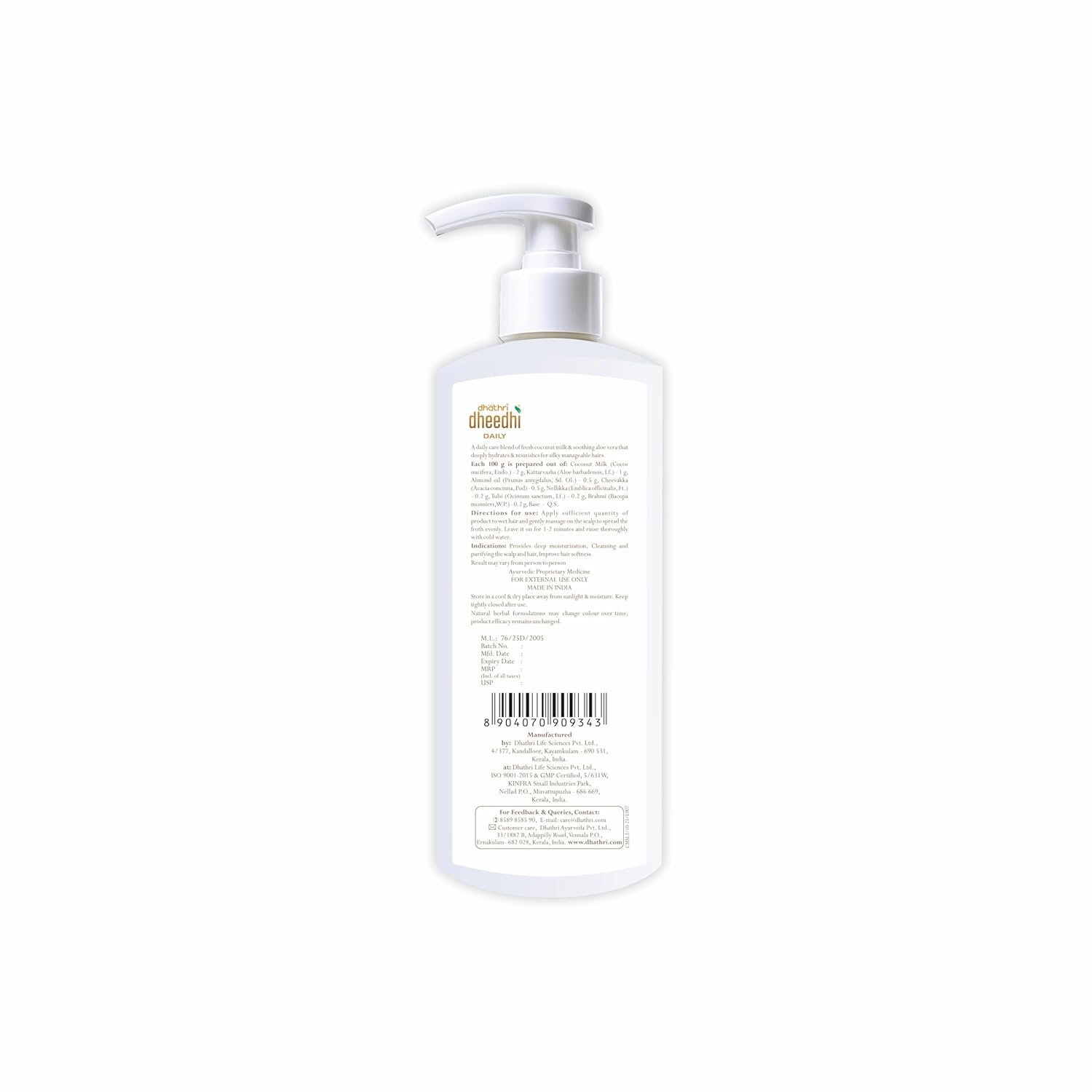 Dhathri Dheedhi Daily Coconut Milk Shampoo | Deep Moisturising Hair Cleanser | Coconut milk for Hair Growth | Daily Use | Paraben Free | For Soft Silky Smooth Hair |Suitable for all Hair Types - Image 3