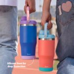 Axis Tumbler 750ml for School | Stainless Steel 304 | BPA Free, Leakproof, Non-Toxic Water Bottle for School |Strawless Design (Coral - Aqua) - Image 4