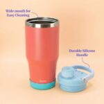 Axis Tumbler 750ml for School | Stainless Steel 304 | BPA Free, Leakproof, Non-Toxic Water Bottle for School |Strawless Design (Coral - Aqua) - Image 5