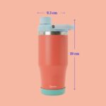 Axis Tumbler 750ml for School | Stainless Steel 304 | BPA Free, Leakproof, Non-Toxic Water Bottle for School |Strawless Design (Coral - Aqua) - Image 10