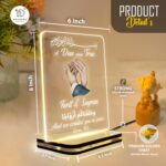 Islamic Couple LED Acrylic Lamp Dua Design | Muslim Night Light Decor | Wedding Gift for Husband Wife Anniversary Table Lamp | 6x8 inches - Image 3