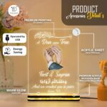Islamic Couple LED Acrylic Lamp Dua Design | Muslim Night Light Decor | Wedding Gift for Husband Wife Anniversary Table Lamp | 6x8 inches - Image 6