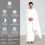 SAFA MARWA Ahram Ihram Ehram Fabric Set Hajj Umrah Ziyarah or Hajj and Umrah 5 Meter(Set of 2) Upper and Bottom, Pure White, New Dry Fast Microfiber Woven Technology - Image 3