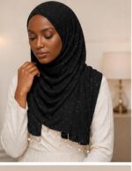 Soft Cotton Scarf for Women | Breathable Stylish Hijab & Head Wrap Black Color - Image 3