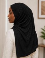 Soft Cotton Scarf for Women | Breathable Stylish Hijab & Head Wrap Black Color - Image 5