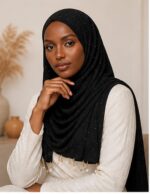Soft Cotton Scarf for Women | Breathable Stylish Hijab & Head Wrap Black Color - Image 6