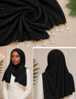Soft Cotton Scarf for Women | Breathable Stylish Hijab & Head Wrap Black Color - Image 8