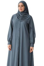 Women Abaya with Front Open - Button detailing | cuff sleeves | Modest Wear Simple Burqa | Free Size without hijab - Image 7