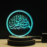 Gadgets World Islamic 3D Illusion Acrylic USB Powered Wooden Base Night Lamp, Multicolour LED Plug n Play Night Light, Office Light, Car Dashboard Light, Best for Gift - Pack of 1 (USB0125, 7CM) - Image 3
