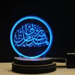 Gadgets World Islamic 3D Illusion Acrylic USB Powered Wooden Base Night Lamp, Multicolour LED Plug n Play Night Light, Office Light, Car Dashboard Light, Best for Gift - Pack of 1 (USB0125, 7CM) - Image 5