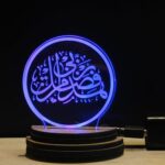 Gadgets World Islamic 3D Illusion Acrylic USB Powered Wooden Base Night Lamp, Multicolour LED Plug n Play Night Light, Office Light, Car Dashboard Light, Best for Gift - Pack of 1 (USB0125, 7CM) - Image 7
