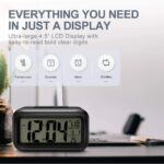 Digital Kitchen Timer Digital Alarm Clock with Large Led Display Snooze Function Temperature & Date Display Battery Operated Portable Desk Clock for Bedroom Kids Travel Auto Night Light (Black) - Image 7