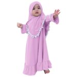 Infant Baby Girl Prayer Dress Kids Muslim Clothes for Toddler Girls Abaya with Hijab Ruffle Islamic Eid Ramadan Outfit - Image 3